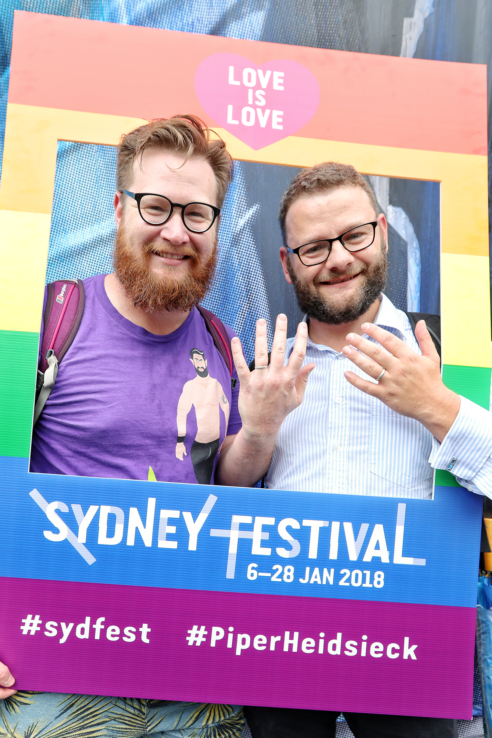 A newly married couple at Love is Love Wedding Reception. Photo by Prudence Upton. 