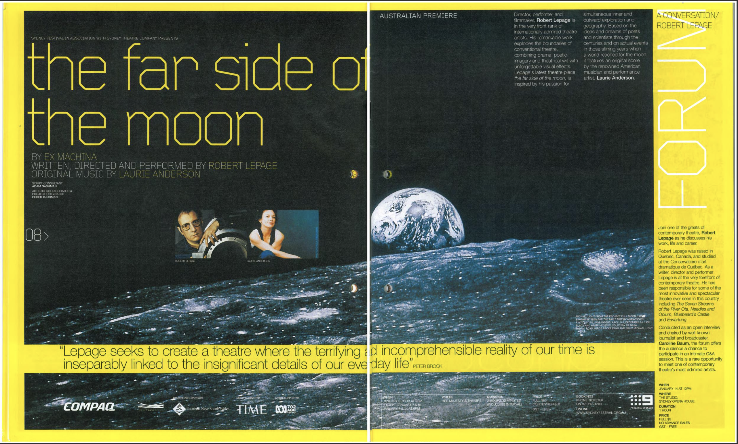 The Far Side of the Moon in Sydney Festival's 2001 brochure